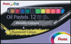 Pentel Oil Pastel Flu&Met Pk12