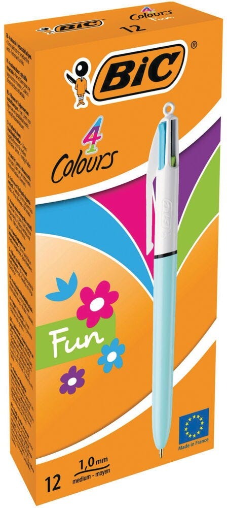 Bic 4 Cols Fun Lt Blue Box12
