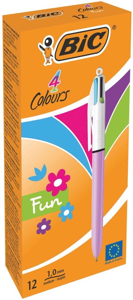 Bic 4 Cols Fun Lt Purp Box12