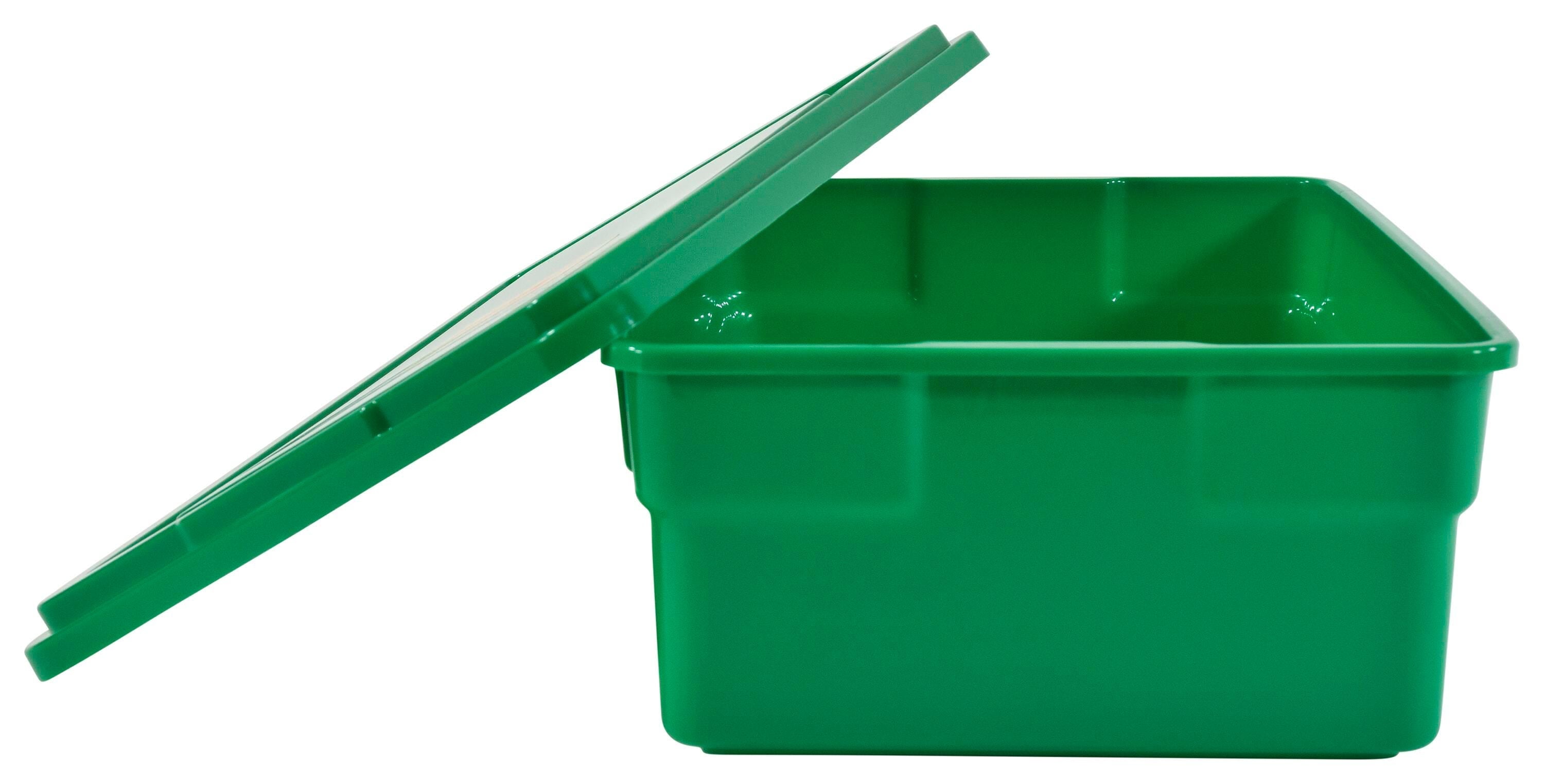 SCHOOL SMART MEDIUM STORAGE BIN WITH LID - 11 X 16 X 6 IN - GREEN