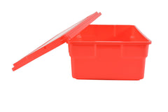 SCHOOL SMART MEDIUM STORAGE BIN WITH LID - 11 X 16 X 6 IN - RED - EACH