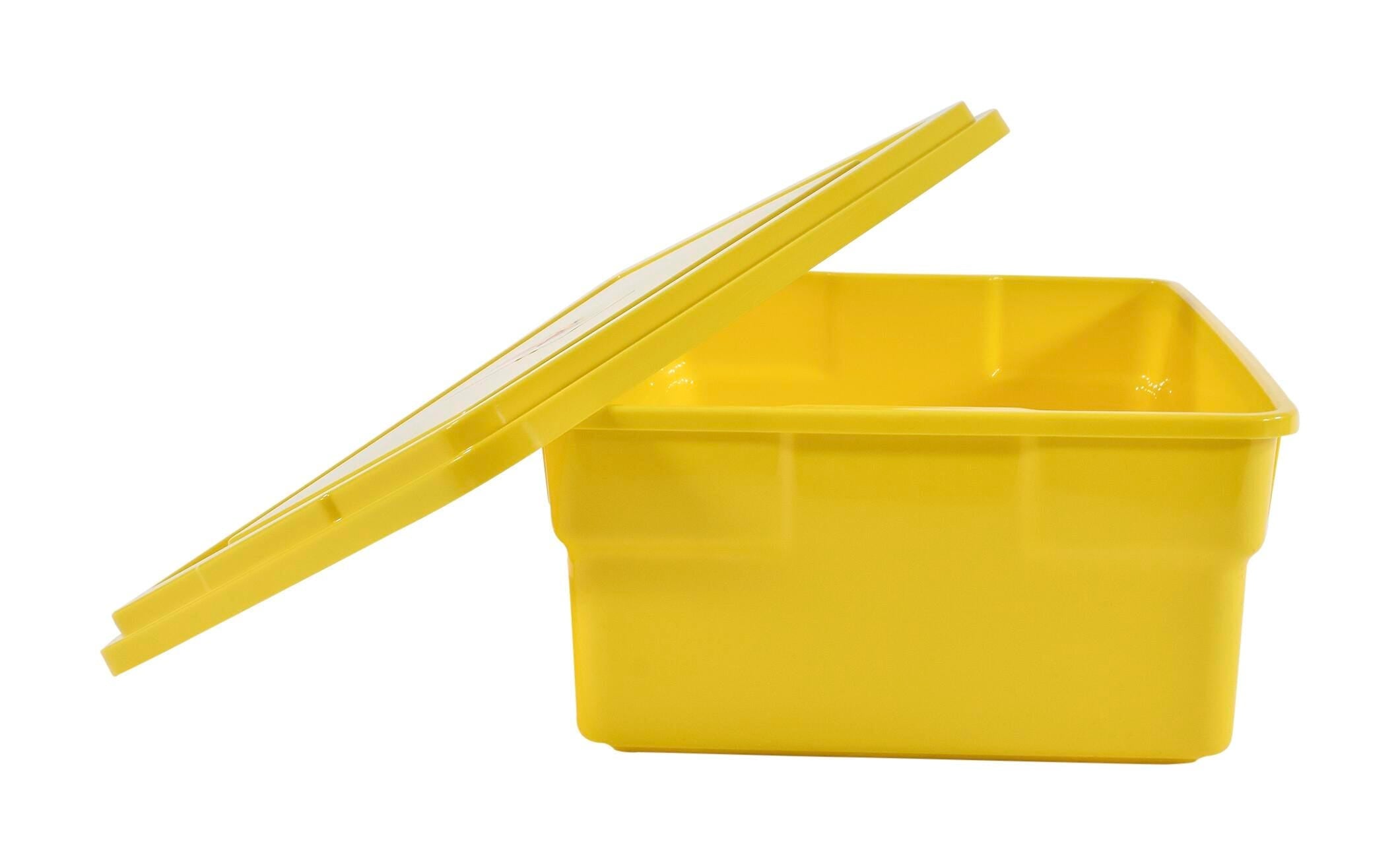 SCHOOL SMART MEDIUM STORAGE BIN WITH LID - 11 X 16 X 6 IN - YELLOW - EACH