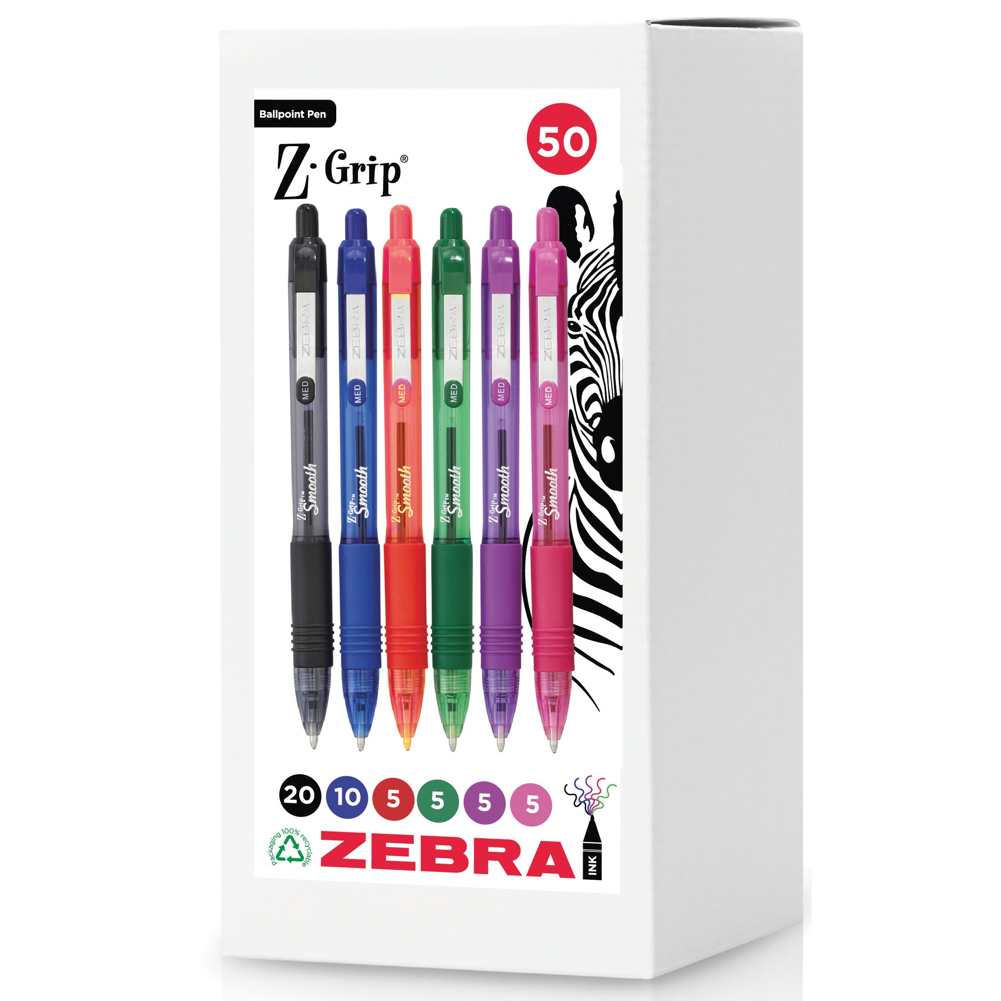 Zebra Z Grip Pen Pk50 Asst