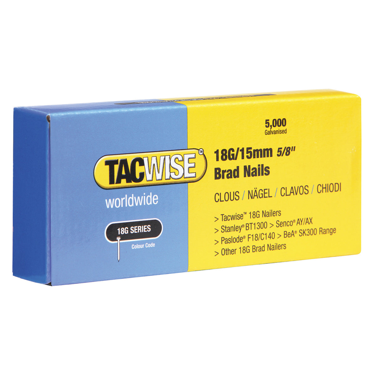 Brad Nails 18G/15Mm Galv Box 5000