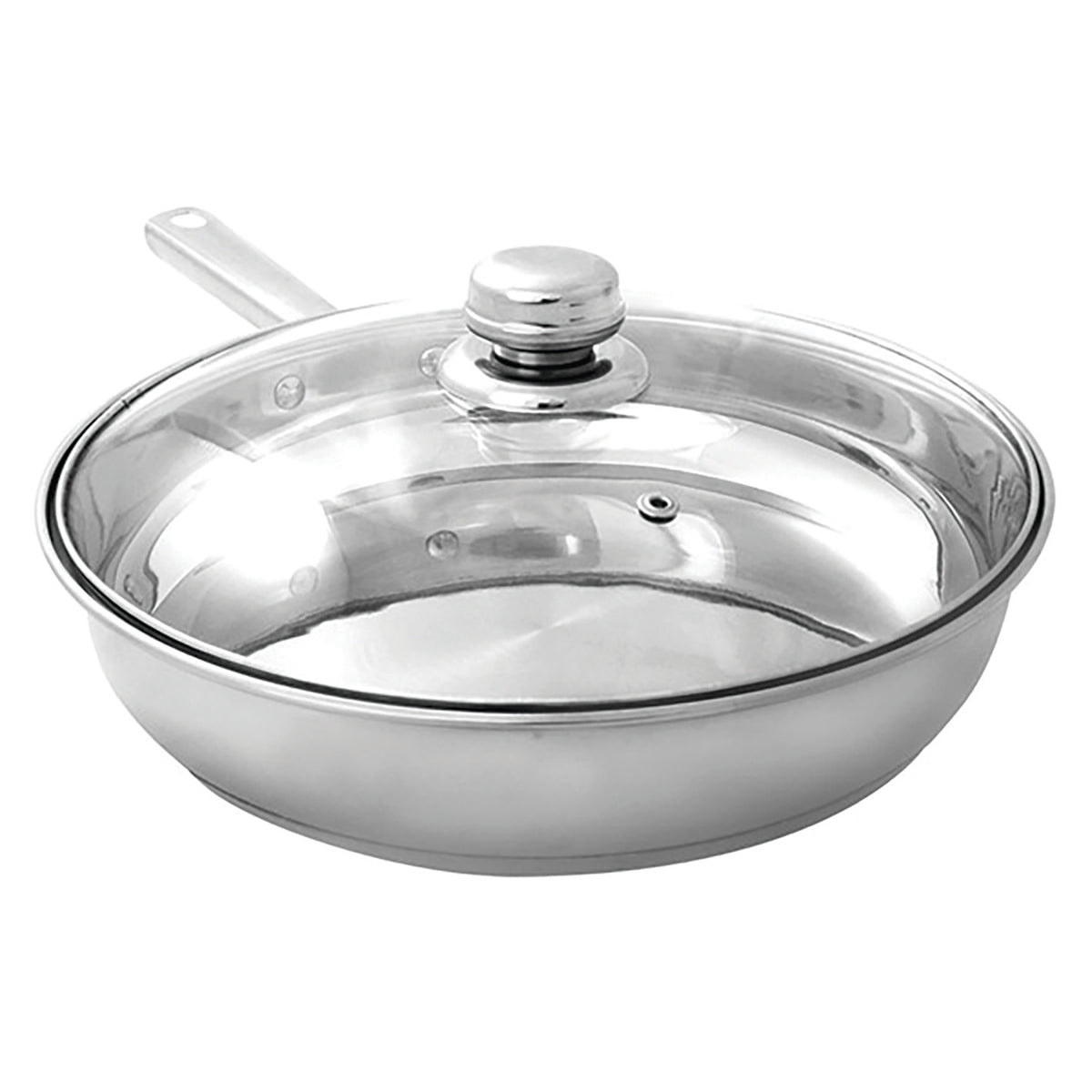 Stainless Steel Frypan With Glass Lid 24cm 45Ltr
