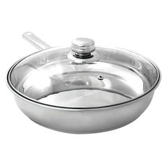 Stainless Steel Frypan With Glass Lid 24cm 45Ltr