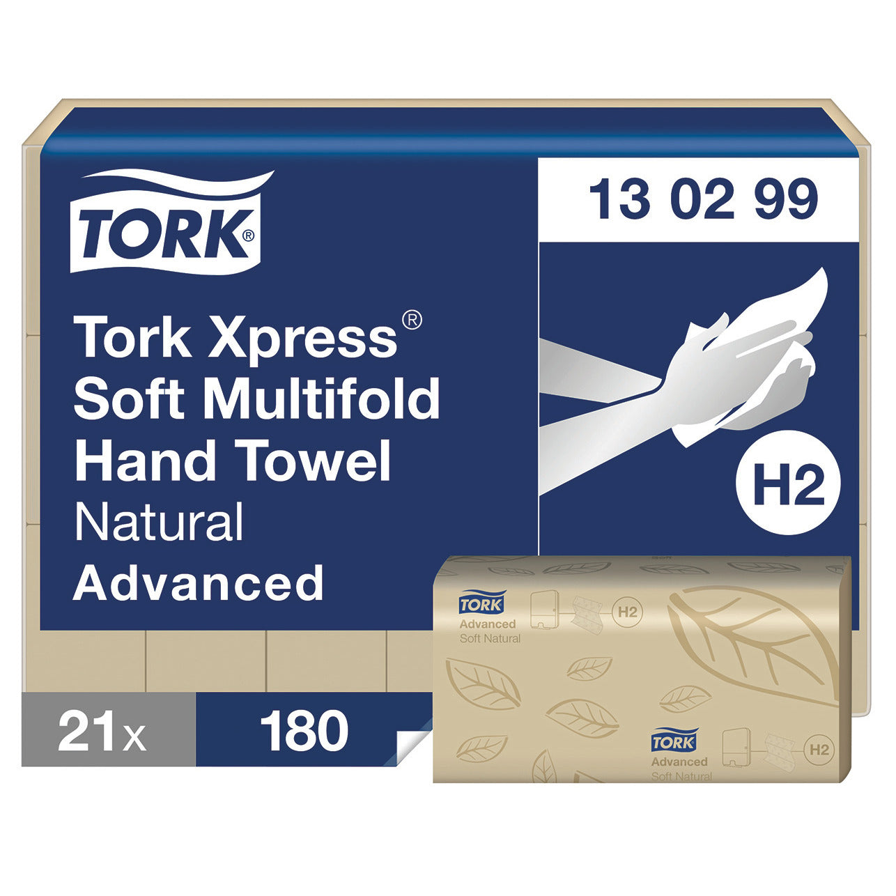 Tork xpress® Soft Multifold Hand Towels Natural H2 2-Ply 21 x 180 Sheets