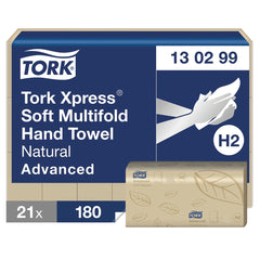 Tork xpress® Soft Multifold Hand Towels Natural H2 2-Ply 21 x 180 Sheets