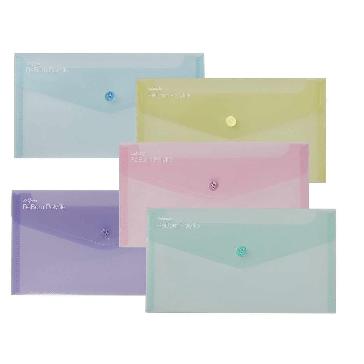 Reborn Folders Pastel Range - Pack of 5's - A5 Polyfile Popper Wallet