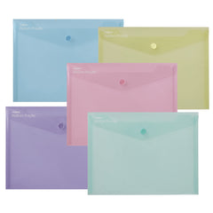 Reborn Folders Pastel Range - Pack of 5's - A4 Polyfile Popper Wallet