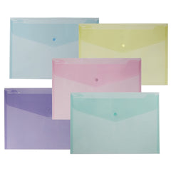 Reborn Folders Pastel Range - Pack of 5's - Foolscap Popper Wallet