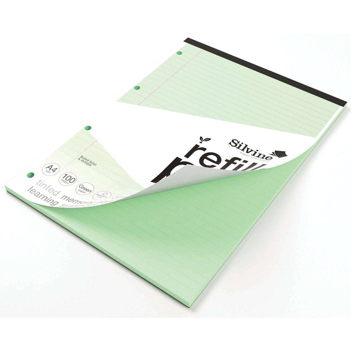 A4 Silvine Tinted Refill Pad SEN Pack of 6 - Green