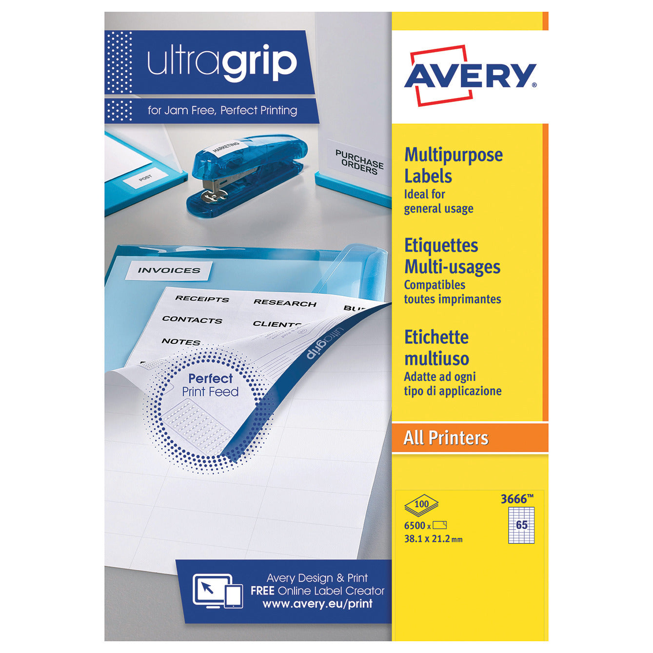 Avery Jamfree Multipurpose Labels 100 Sheets - 65 Per Sheet