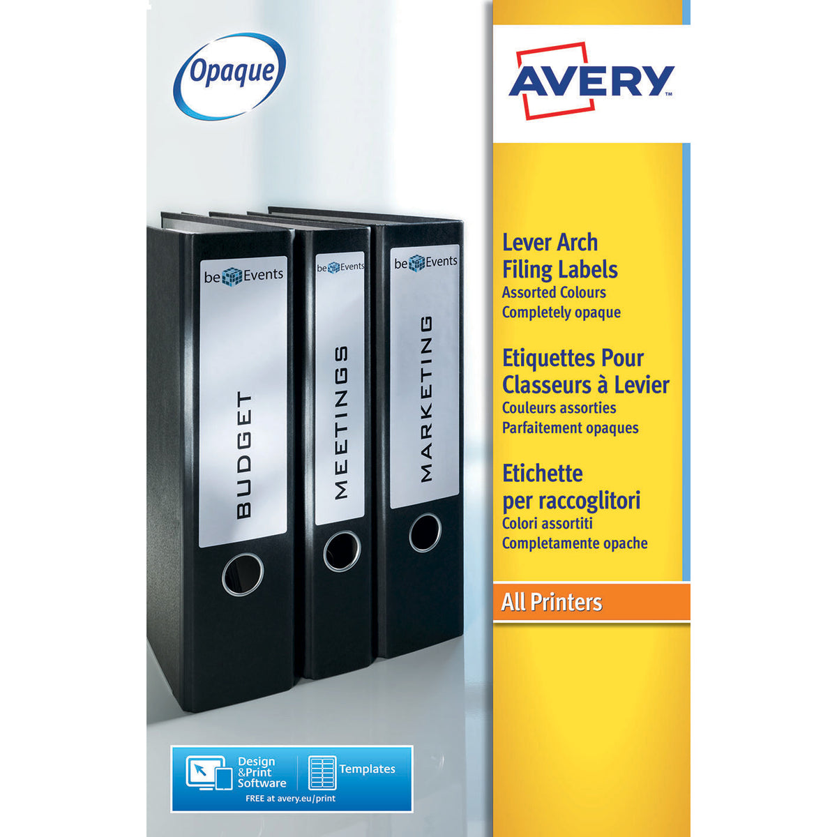 Lever Arch Labels 4 Per Sheet - 20 Sheets