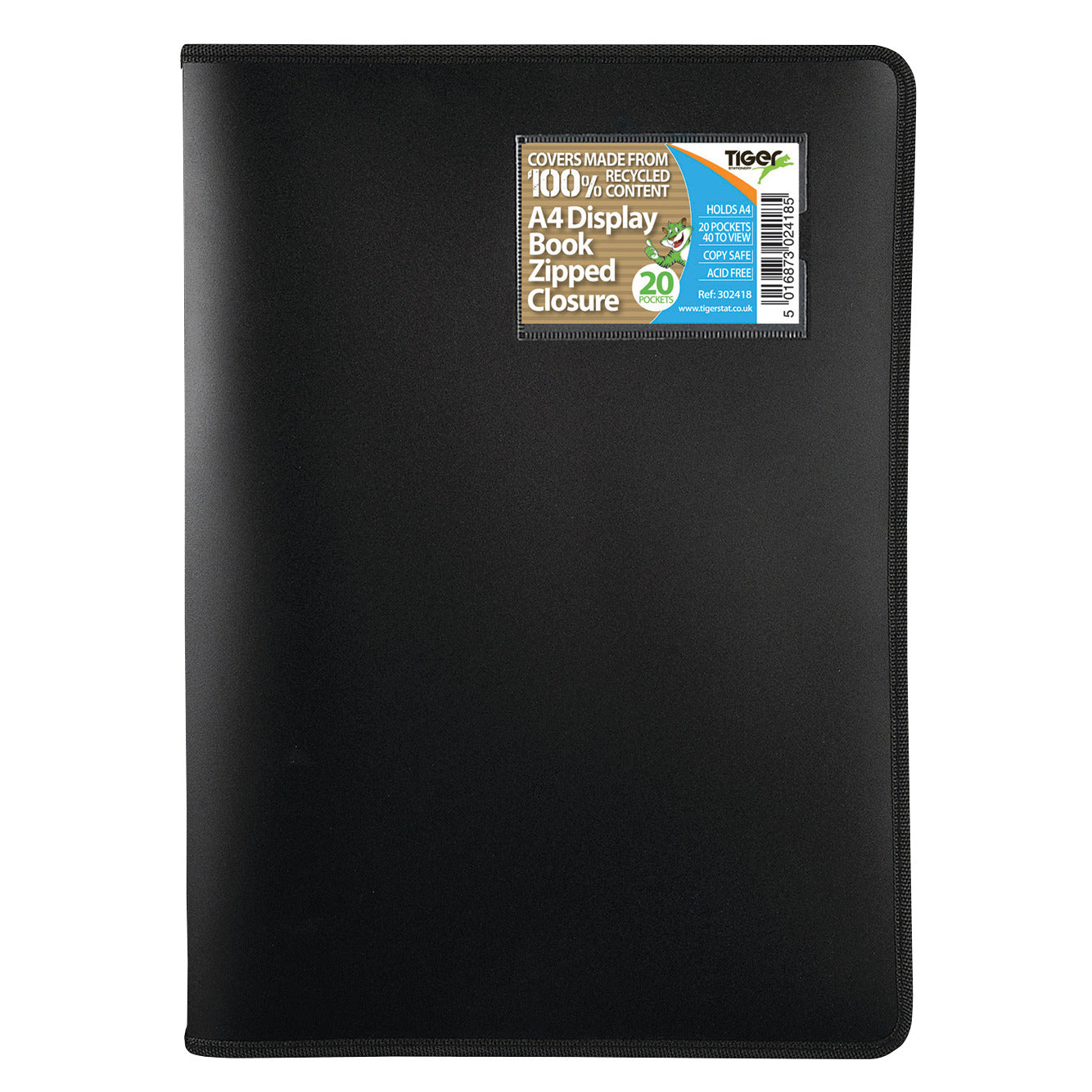 A4 40 Pocket Zipped Display Book - Black