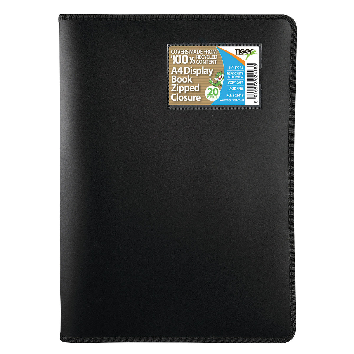 A4 40 Pocket Zipped Display Book - Black