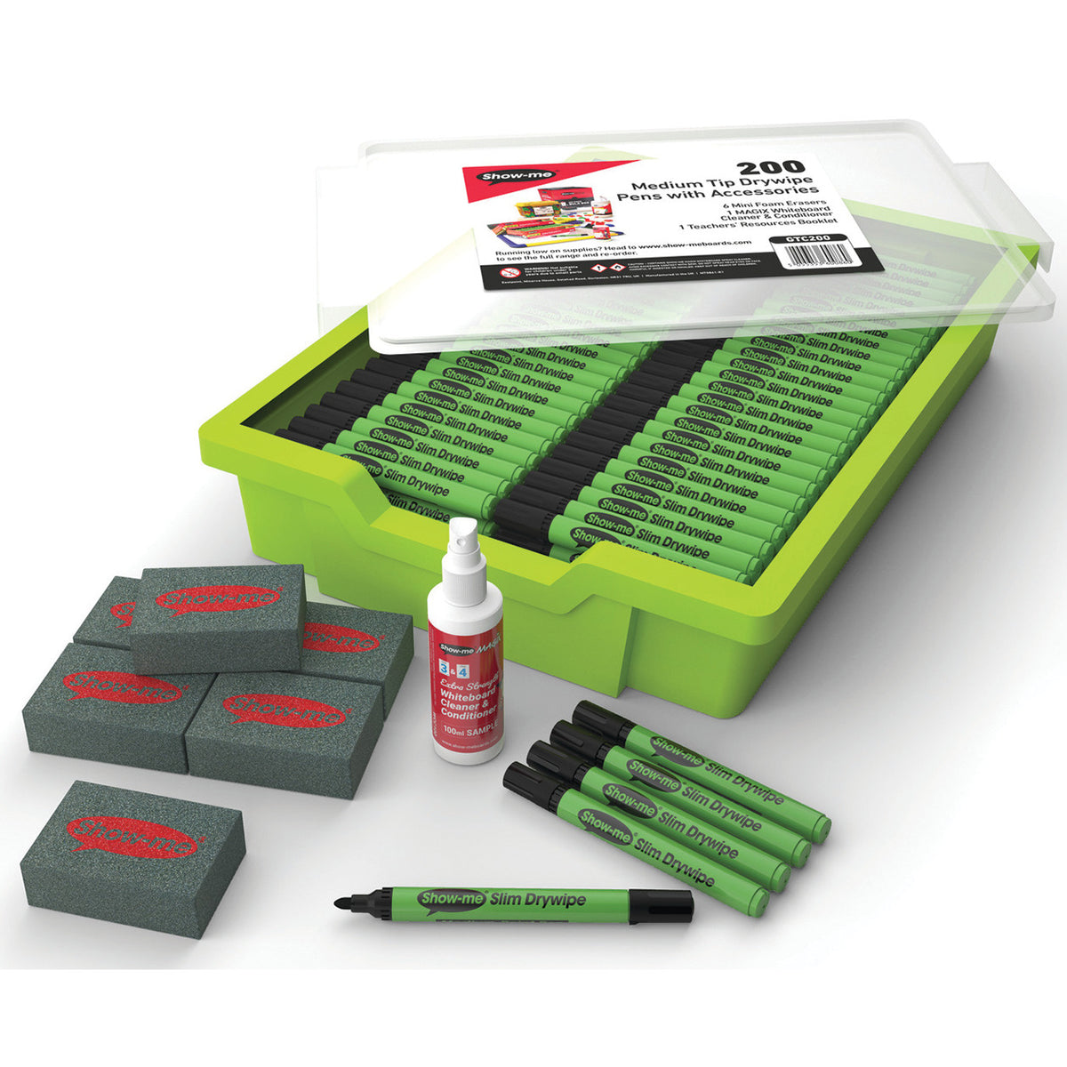 Show-Me® Medium Tip Drywipe Pens Monarch Tray - 200 Pens