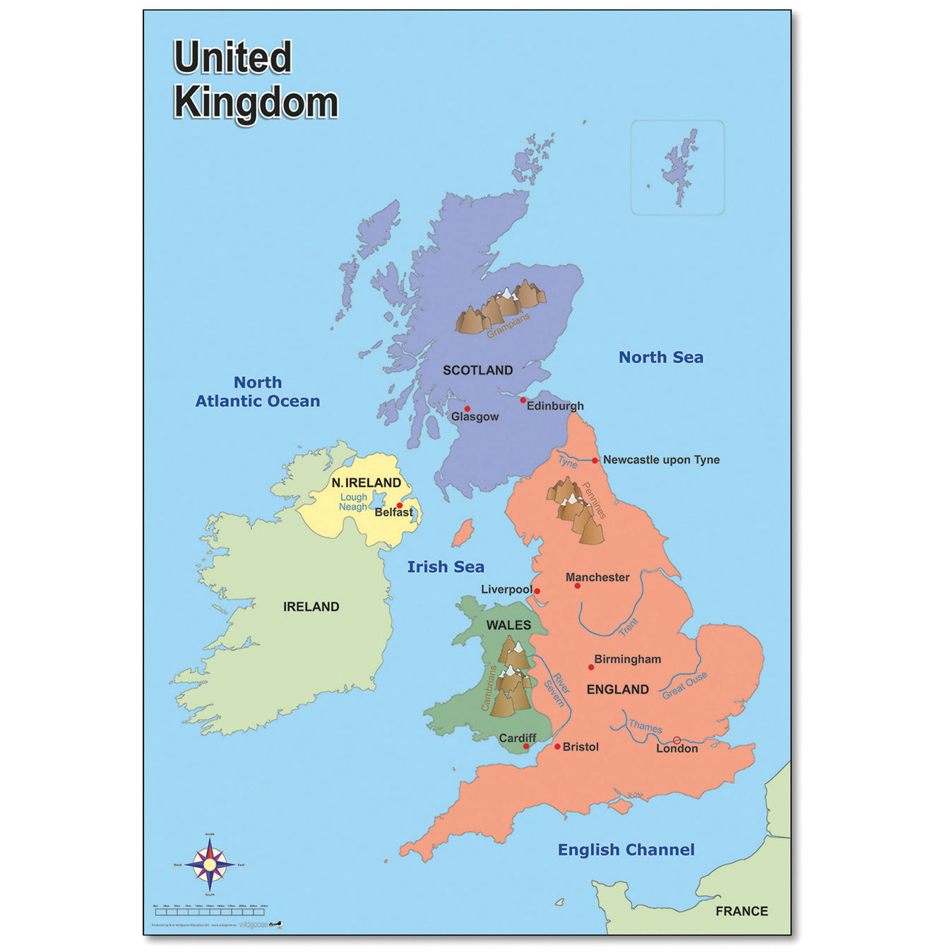 Simple Map of The Uk 
 Sold As An Each In Plastic Tubing