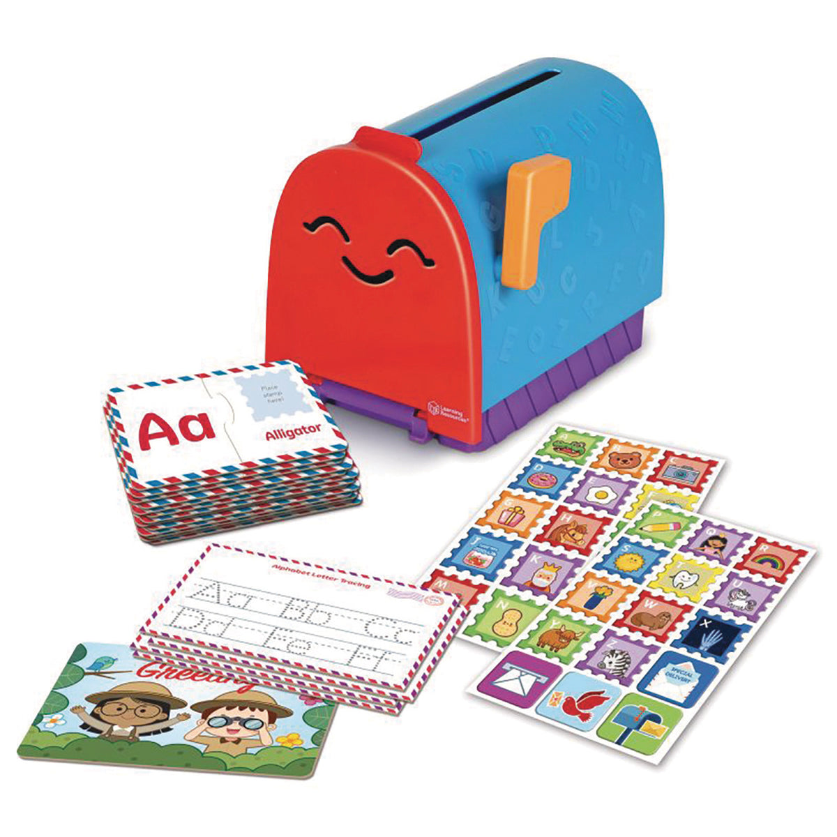 Learning Resources Alphabet Mailbox 62 Piece Set In A Retail Cardboard Box
