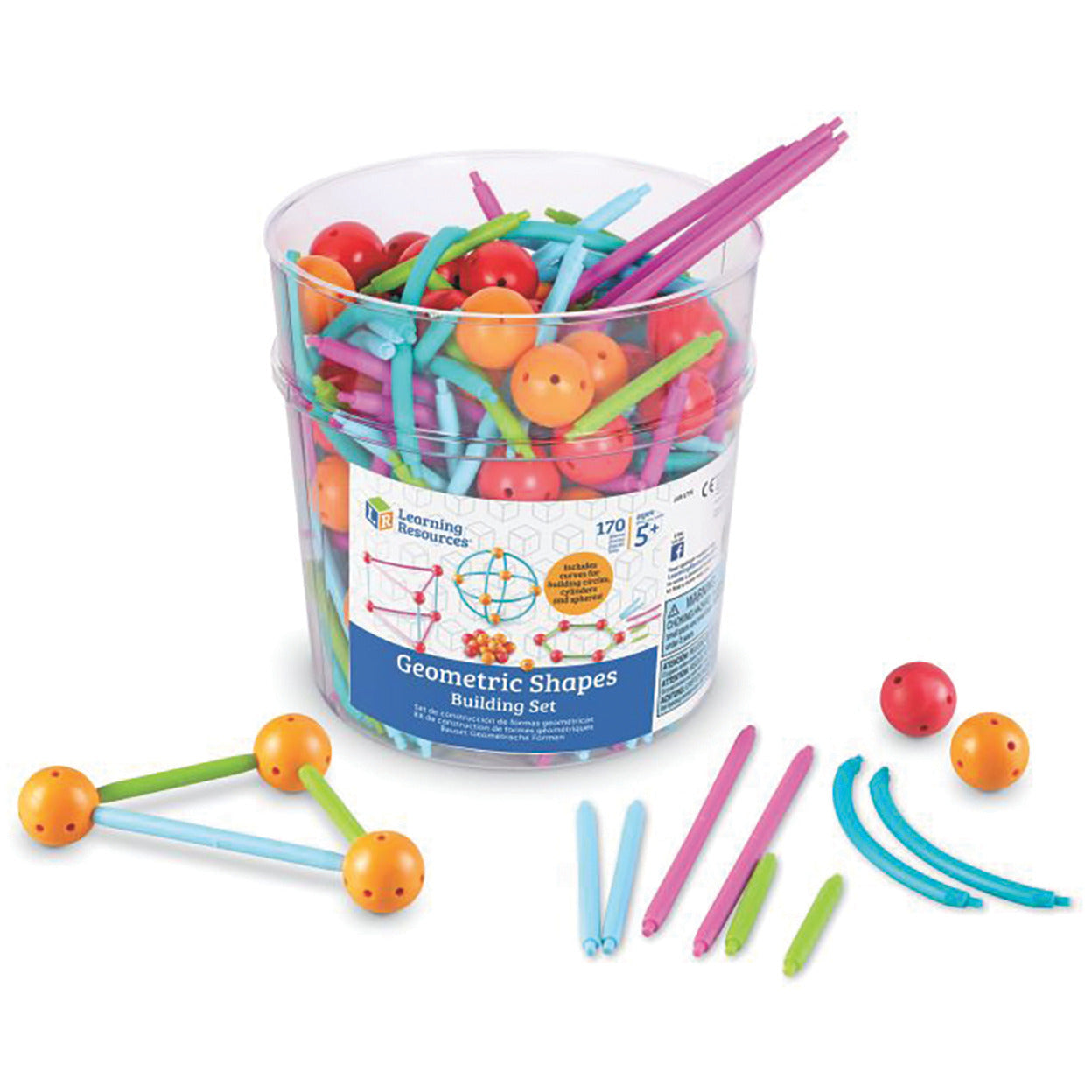 Geometric Shapes Building Set Set of 170 Pieces In A Plastic Tub