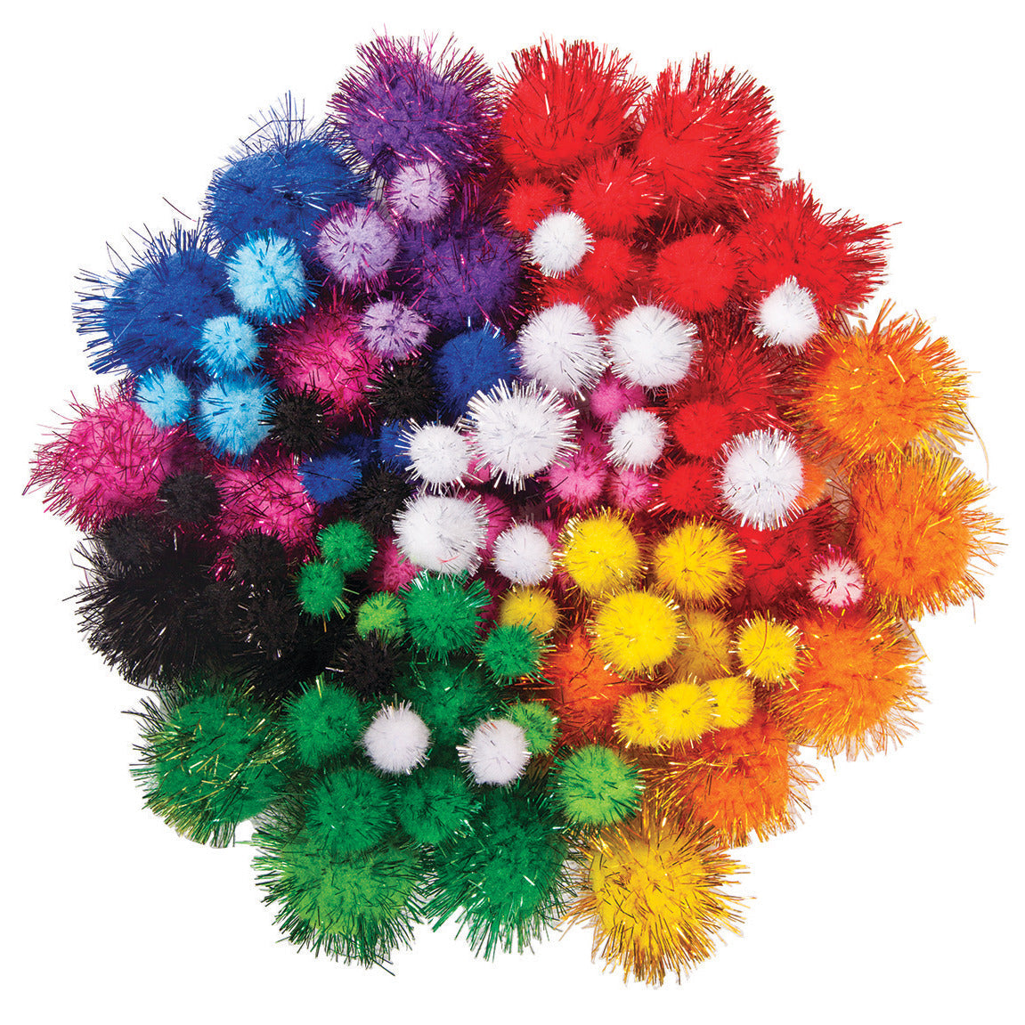 Glitter Pom-Poms Ass Colours Pk100
