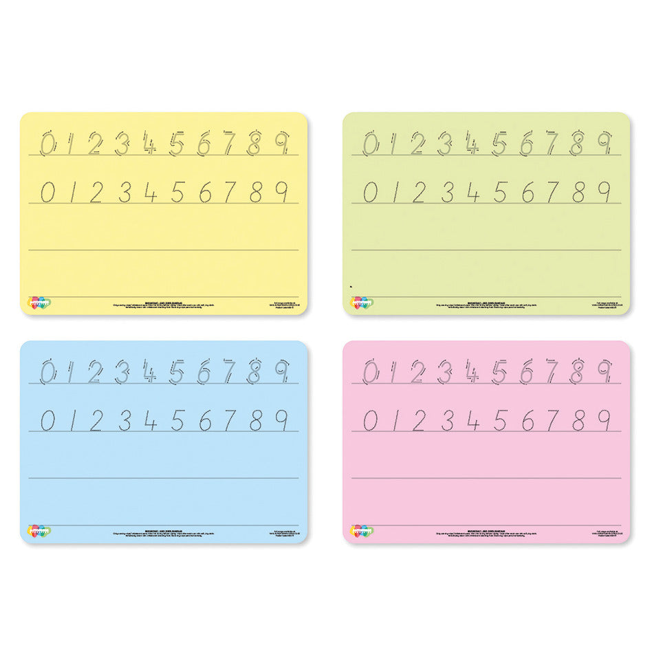 Tinted Plain Flexible A4 Number Formation Boards Pack of 4 Colours