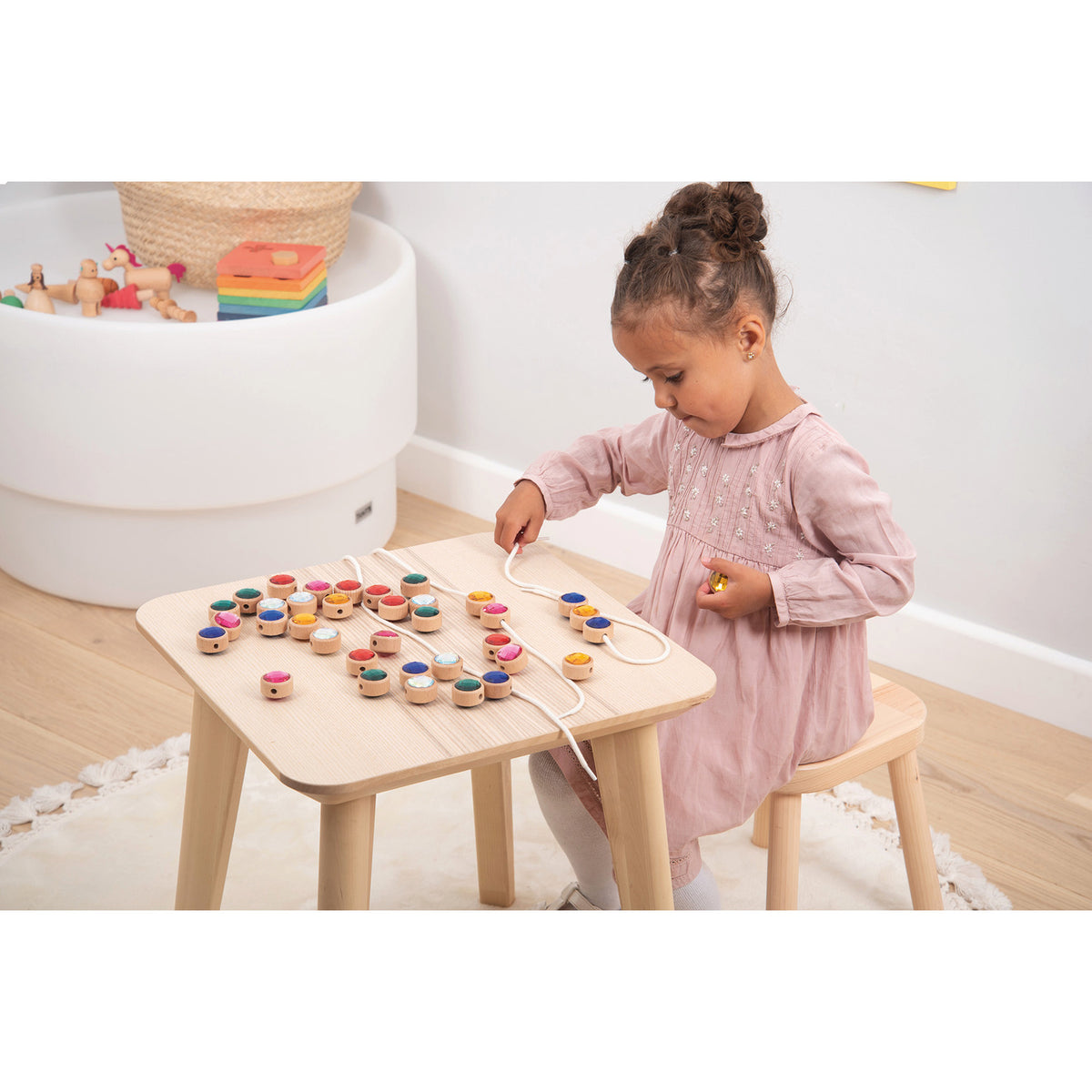Wooden Lacing Jewels Set of 36