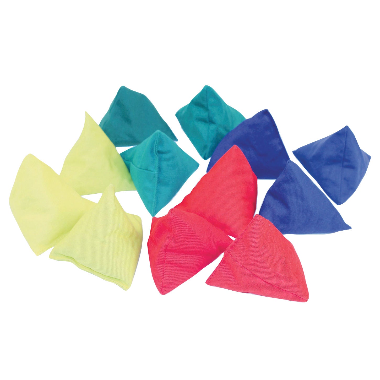 Assorted Coloured Pyramid Bean Bags Pack of 12