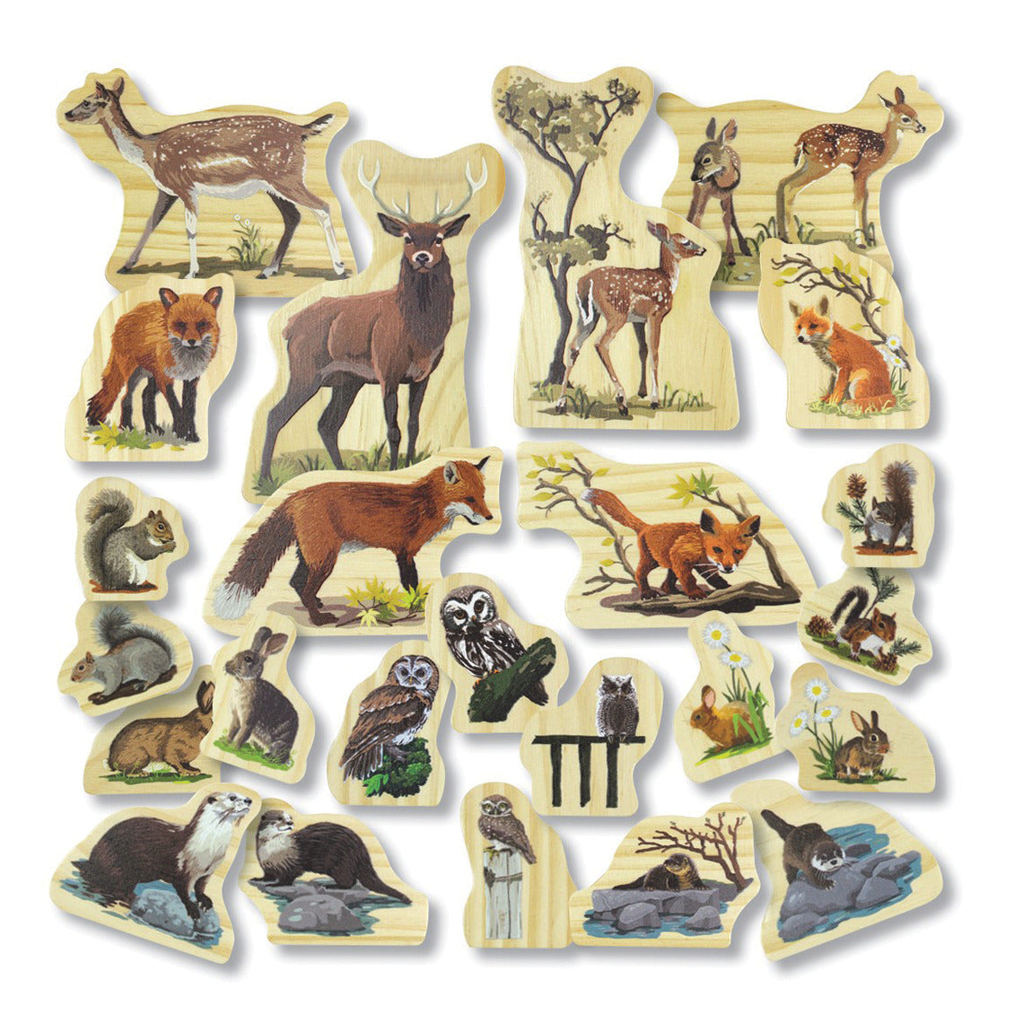Woodland Animal Families Wooden Characters Set