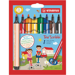 Stabilo Trio Scribbi Pens- Wallet of 8- Assorted Colours
