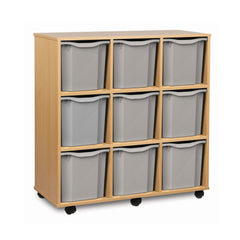 Monarch 9 quad tray storage unit (3 x 3) - Light grey