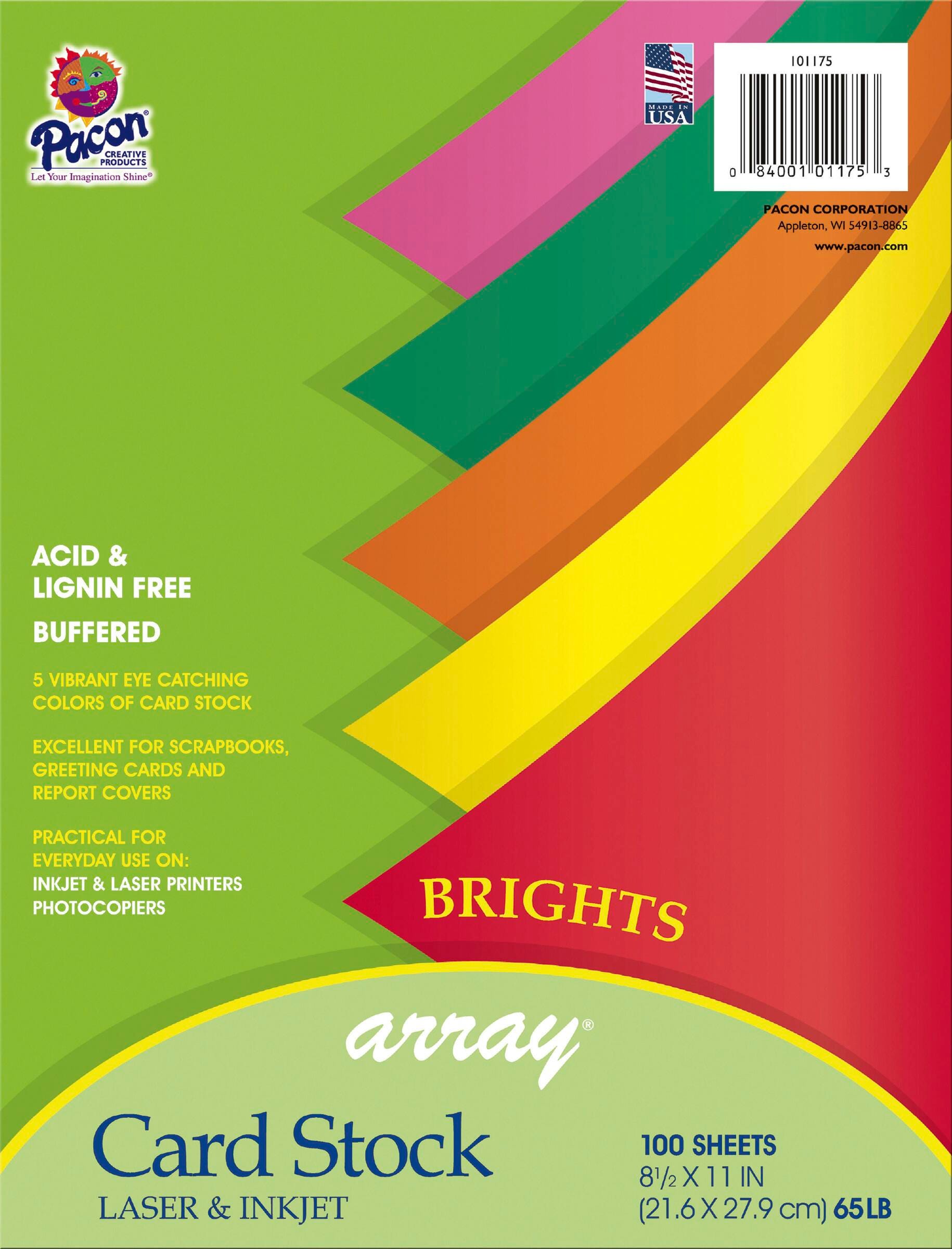 CARD STOCK 8.5X11 BRIGHT COLORS PK OF 100