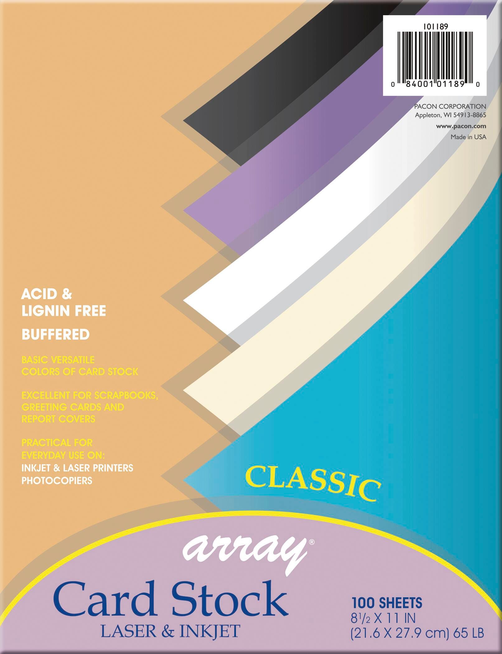 CARD STOCK 8.5X11 CLASSIC COLORS PK OF 100
