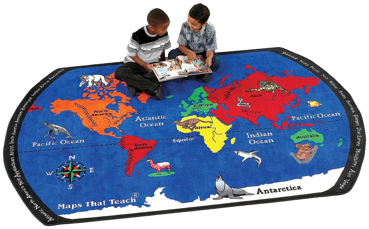 FLAGSHIP CARPETS - MAPS THAT TEACH - 6 FT X 9 FT