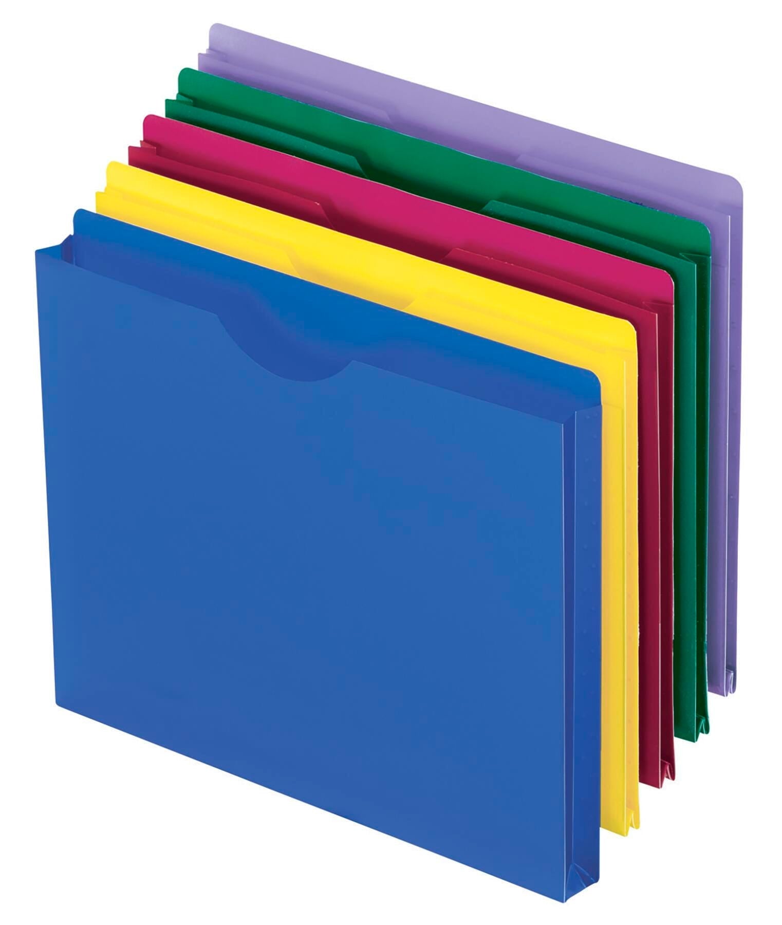 FILE JACKET POLY LETTER 1 IN EXP ASST COLOR PK OF 10