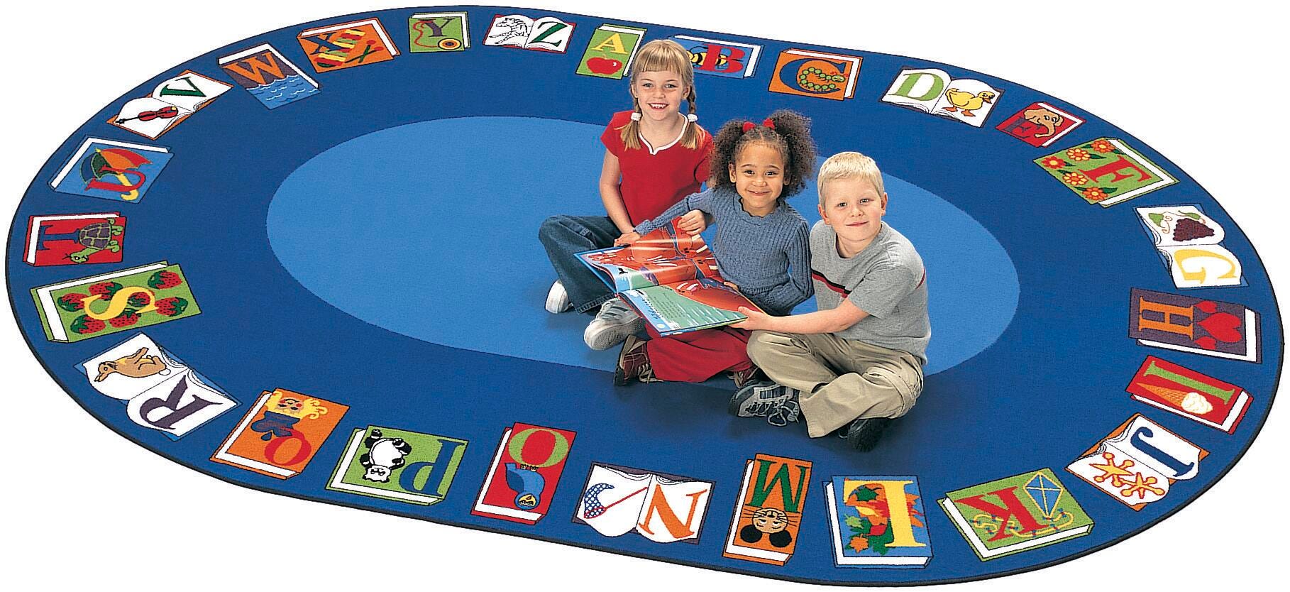CARPETS FOR KIDS - PREMIUM READING BY THE BOOK - 6 FT 9 IN X 9 FT 5 IN OVAL
