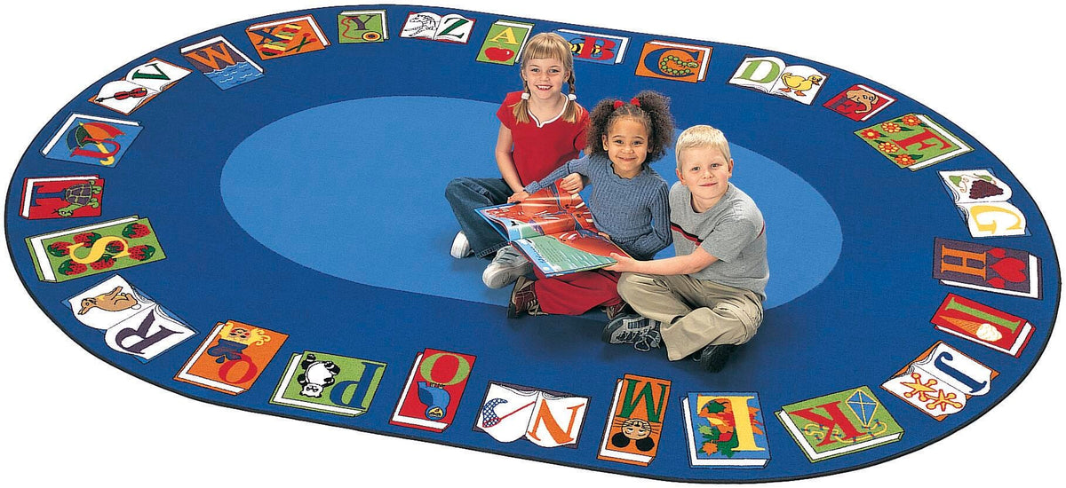 CARPETS FOR KIDS - PREMIUM READING BY THE BOOK - 6 FT 9 IN X 9 FT 5 IN OVAL