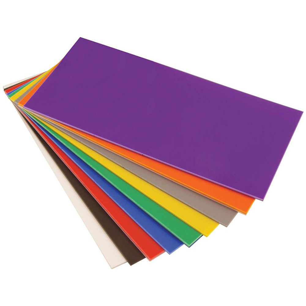 HIPS 1.0mm Sheets - 254mm x 457mm - Pack of 100 - Assorted Colours