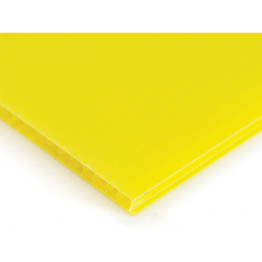 Plastic Corrugated 4mm Sheet - 1220 x 610mm - Pack of 10 - Yellow
