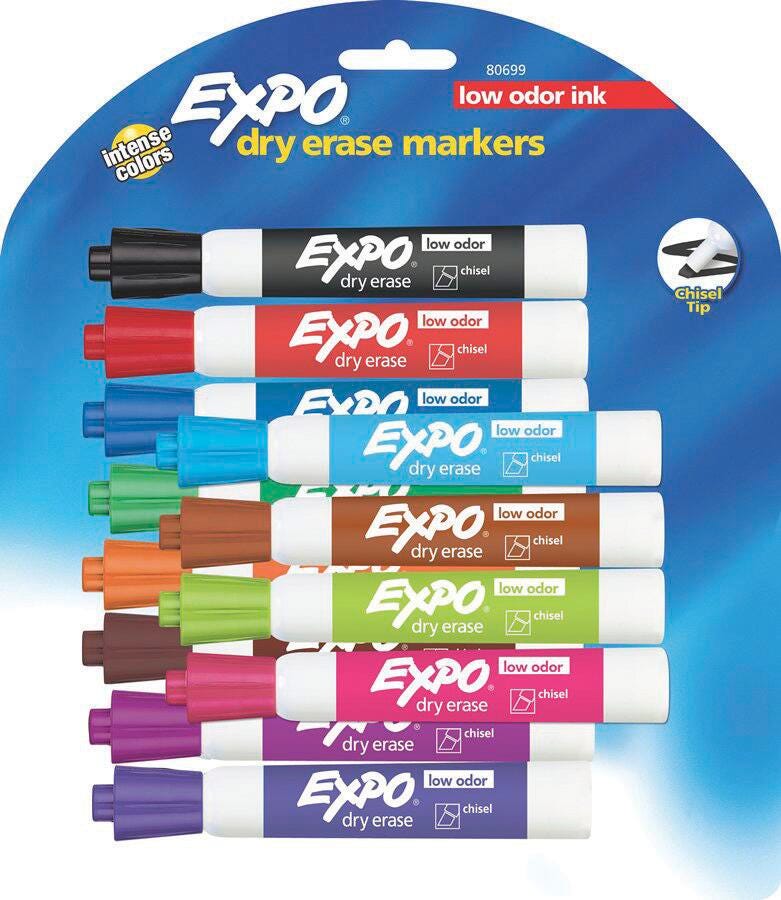 MARKERS DRY ERASE EXPO LOW ODOR ASST SET OF 12