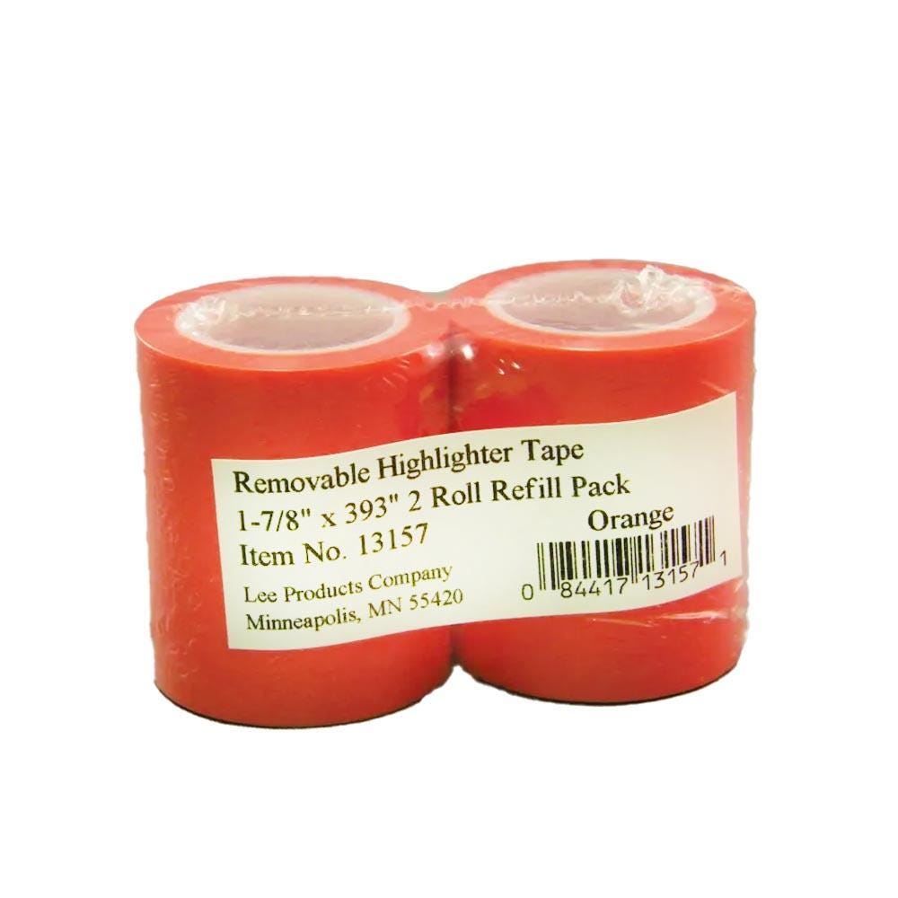 TAPE HILITER ORANGE REMOVABLE REFILL 1-7/8 IN PACK OF 2