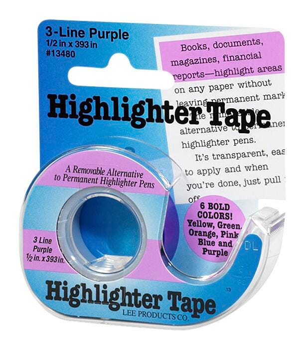 TAPE HILITER PURPLE REMOVABLE 0.5 IN