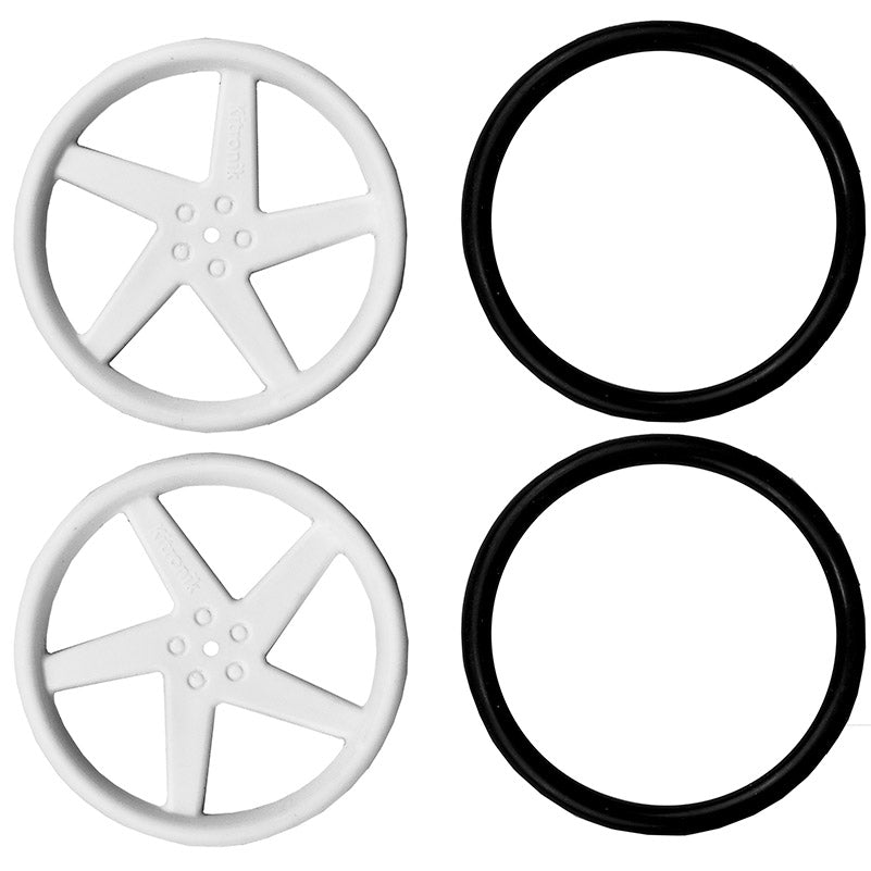 Kitronik Pair of 5 Spoke Wheels for Servo Motor - White