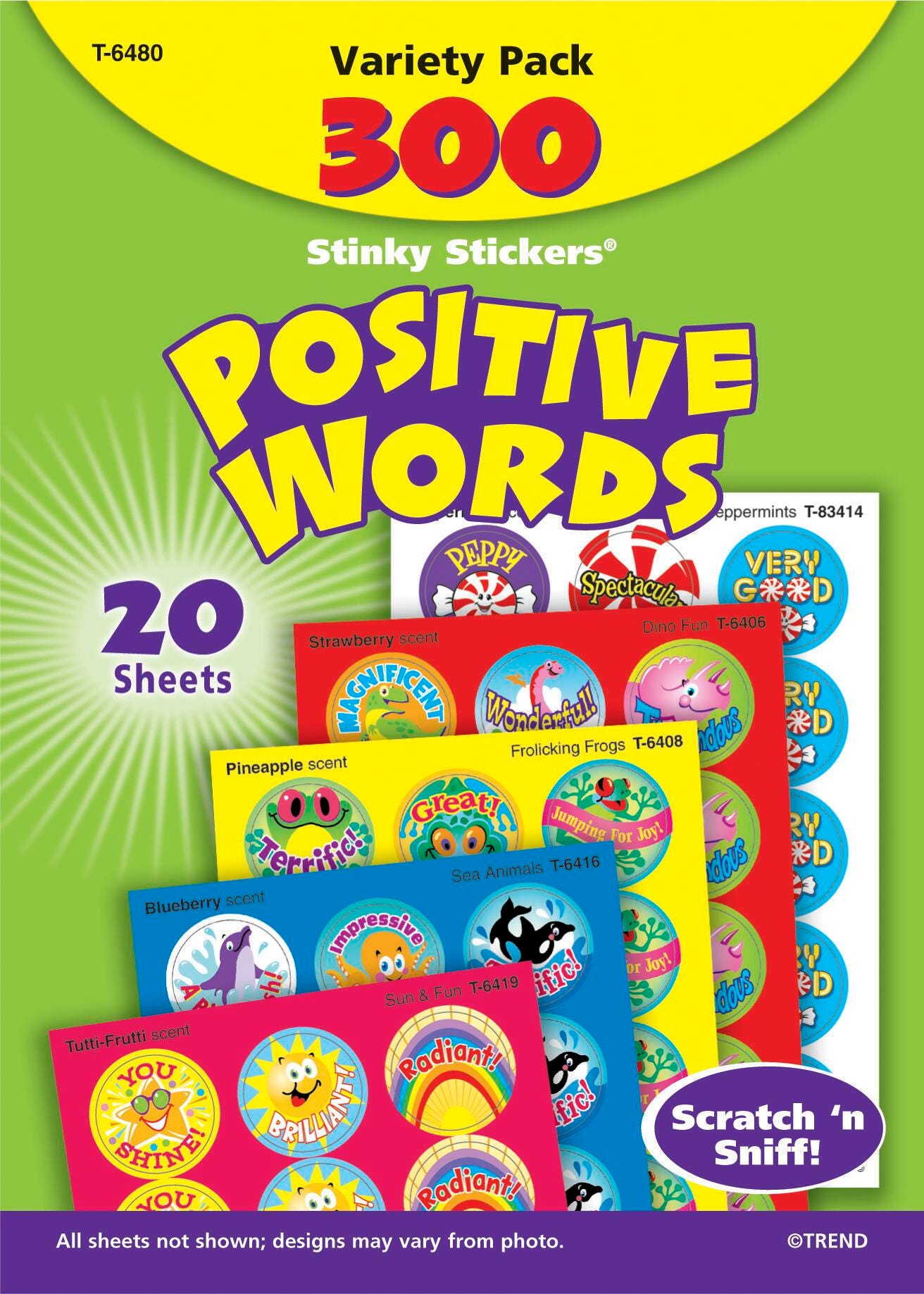 STICKERS STINKY 1 POSITIVE WORDS VALUE PACK OF 300