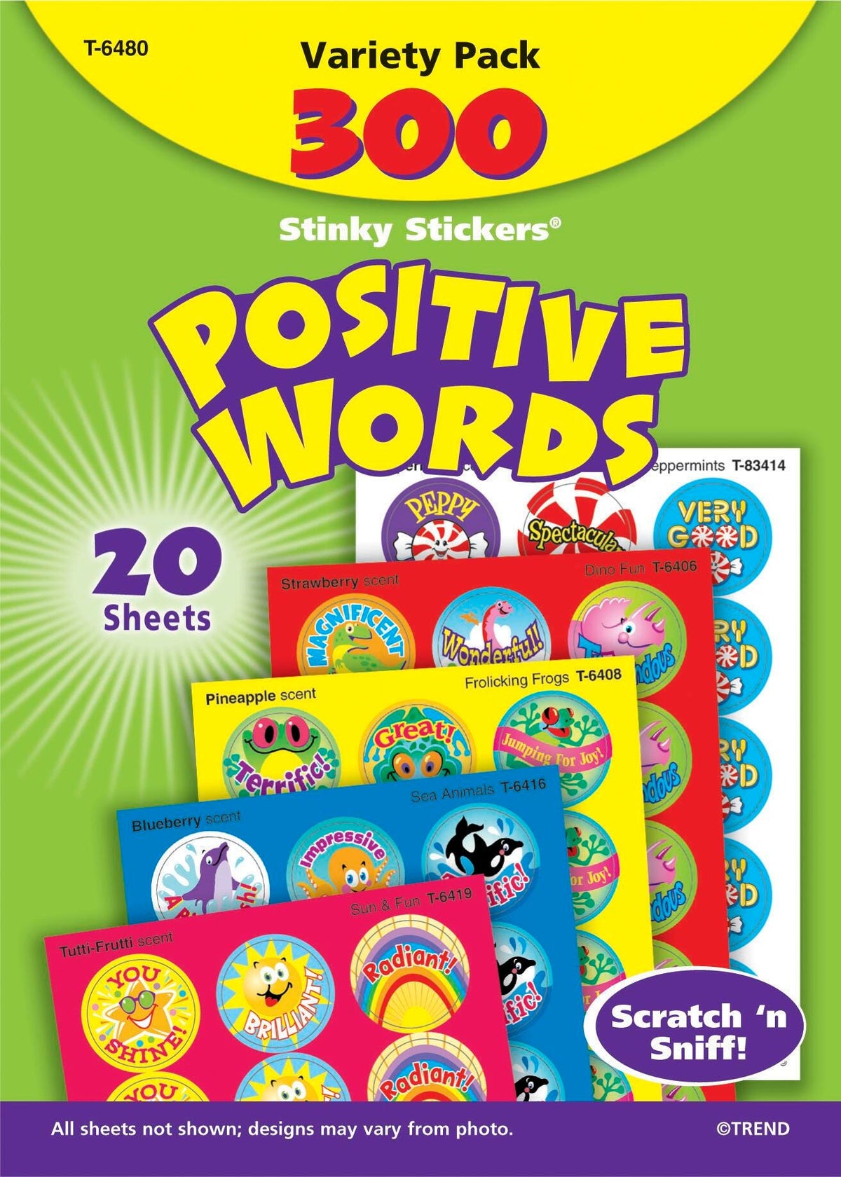 STICKERS STINKY 1 POSITIVE WORDS VALUE PACK OF 300
