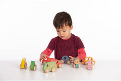 RAINBOW WOODEN VEHICLES SET