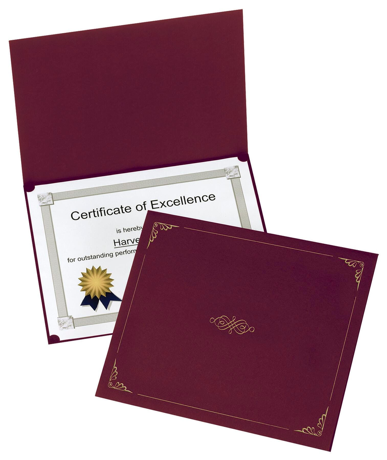 CERTIFICATE HOLDER 8.5 X 11 INCH TEXTURED-LINEN BURGUNDY PACK OF 5