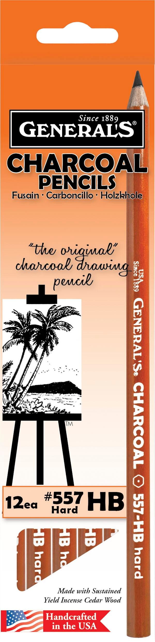 PENCILS CHARCOAL GENERALS HB BLACK PACK OF 12