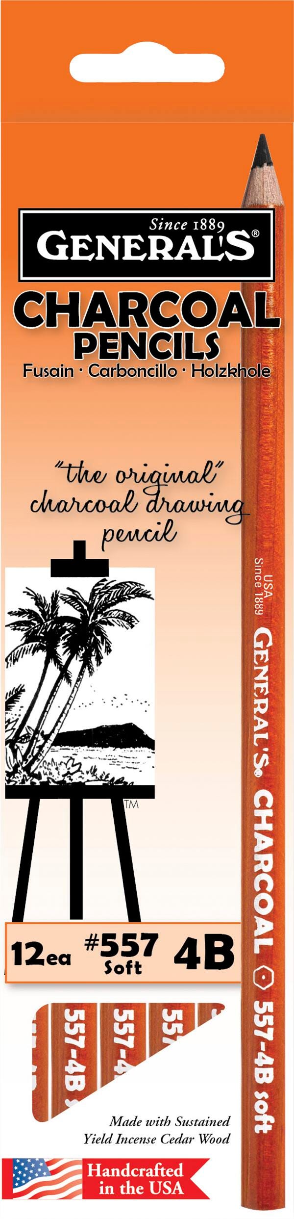 PENCILS CHARCOAL GENERALS 4B BLACK PACK OF 12