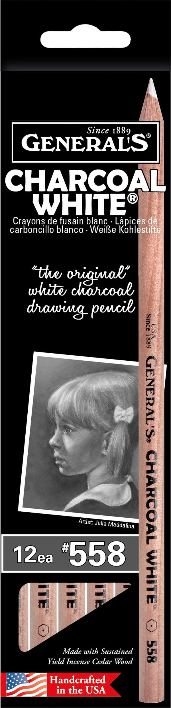 PENCILS CHARCOAL GENERALS WHITE SOFT PACK OF 12